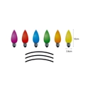Detailed size chart showing 10cm by 3.6cm measurements for colorful Christmas bulb magnets - RFM034: 6 Bulbs + 3 Lines