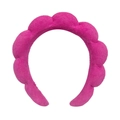 Pink sponge padded headband with soft fabric cloud design for face washing and skincare - Rose Red Cloud Headband