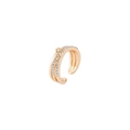 Adjustable golden layered ring with sparkling zircons and a small crown motif - Multi-layer Crown Decor Design