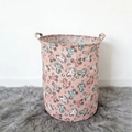 Pink cartoon rocking horse laundry hamper in durable canvas fabric with side handles - Rocking Horse