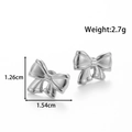 Silver bow stud earrings in stainless steel with weight 2.7g and size dimensions - YE-094 / Silver