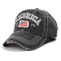 Distressed US flag baseball cap with America EST 1776 embroidery in washed dark grey - One Size / Black