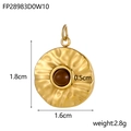 Bohemian gold titanium steel charm with a brown natural stone and hammered texture finish - Tiger Eye Brown