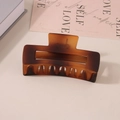 Matte brown rectangular cutout hair claw clip for women in durable resin finish - #39 Frosted Strip - 10.5cm / Bulk (No Packaging)