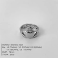 Silver stainless steel Claddagh ring with crown heart and hollow heart band details - US 7 (54mm) / Silver