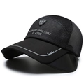 Atmungsaktive schwarze Mesh-Baseballkappe für Outdoor-Sonnenschutz mit Schirm - Verstellbar / Schwarz