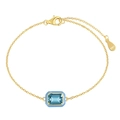 Pulsera de plata esterlina S925 bañada en oro con gema azul rectangular y esmalte - Plata 925 / Circonia Azul Borde Azul Claro Rectángulo (DY150164-S-G-BU)