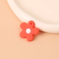 Candy colored red and white flower keychain pendant in smooth resin with bell - Orange Flower Only (Without Keychain)
