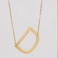 18K gold plated stainless steel necklace featuring a polished uppercase letter D pendant - Gold Letter D (With Chain)