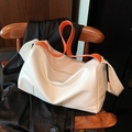 Sac à bandoulière blanc grande capacité avec poignée orange vif et sangle large - Blanc