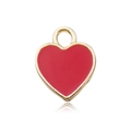 Cute red heart pendant charm with golden metal edges and colorful enamel finish - Bright Red Heart