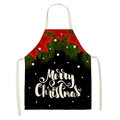 Detail of linen Christmas apron with red poinsettia and Merry Christmas print - Poinsettia (AP-52005)