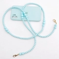 Light blue beaded crossbody phone strap with gold metal lobster clasps and pearls - Light Blue Acrylic Beads