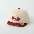 Baby corduroy baseball cap with Boston embroidery and soft brim in beige and red - 50cm (1-3 Years) / Boston Style / Off White