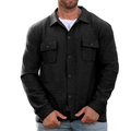 Chaqueta tipo camisa gris carbón para hombre con textura de gofre y bolsillos - S / Negro