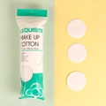 White disposable round cotton pads in 100-piece pack with multi-layer embossed design - Honeycomb Pattern - English Pack / 100Pcs/Pack