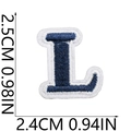 Mini navy blue embroidered letter L patch with white border for clothing and bags - L (Blue)