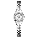 Elegant silver GEDI chain watch with a minimalist round white dial and metal dots - Silver Case White Dial Silver Band
