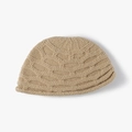 Winter women's khaki thick knit bucket hat with warm textured pattern and ear protection - One Size / Camel