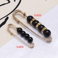 Decorative waist buckle pins in 5.8cm and 3.8cm sizes with black beads and gold finish - Black Bead Style