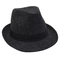 Vista dettagliata del cappello Fedora con trama intrecciata grigia e nastro di seta - Taglia unica / Grigio Scuro Melange (N. 2)