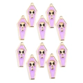 Detail showing 10 light purple and gold coffin pendants with skull charms for DIY jewelry - Purple-KC Gold
