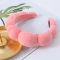 Pink puffy spa headband in soft terry cloth material for skincare and yoga - Bright Pink (10# Sponge Headband)