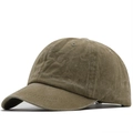 Gorra de béisbol vintage de algodón lavado verde oliva con diseño de visera corta - Ajustable / Caqui