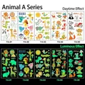 Luminous animal theme temporary tattoos for kids featuring lion and panda designs - Luminous Animal Series A