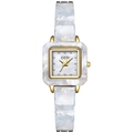 Montre GEDI luxueuse carrée pour femme avec bracelet marbré blanc et lunette dorée - Motif marbre blanc