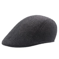 Men's wool flat cap in dark grey striped pattern for autumn and winter warmth - 58cm / Light Gray