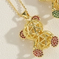 Collier avec pendentif ours évidé plaqué or 14K et détails en zircon rouge - Or/Zirconium Rouge