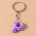 Creative letter P keychain featuring purple rose textures and silver metal ring - Letter P