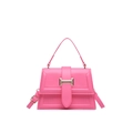 Rosa minimalistische Umhängetasche mit Griff oben und eckiger Metallschnalle - Rosa