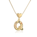 18K gold plated necklace featuring letter Q pendant with vibrant colorful zircon stones - Letter Q