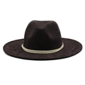Classic dark brown suede western cowboy hat with decorative light braided band for sun protection - M(56-58cm) / Coffee (JXF-46100)