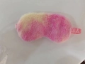 Pink and yellow tie-dye plush sleep mask with soft faux fur and elastic strap - Watermelon Red Tie-dye