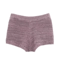 Two-piece mauve knitted set with textured wave pattern shorts on plain white background - S / Shorts