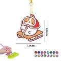 DIY diamond painting keychain kit featuring a cute winter hamster on a sled, 8x7cm size - Hamster Sleigh