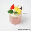 Artificial strawberry and mango mousse dessert cup model with pink cream layers - Mango Strawberry Cake