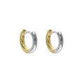 Minimalistische S925 sterling zilveren oorringen met tweekleurige goud en zilver textuur - 925 zilver / Zilver en 18K Goud Tweekleurige Minimalistische Ronde Stijl (HEH449)