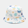 Detail of white cotton bucket hat featuring colorful sea creatures like fish and starfish - M (56-58cm) / White/Colorful Marine Life