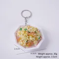 Miniature fried rice keychain in octagonal bowl with ham, green onion, and fish roe details - Sausage Fried Rice - Octagonal Bowl - With Keychain