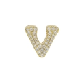 Micro-paved gold brass 18k letter V pendant charm with white sparkling zircon stones - Letter V Pendant-Gold
