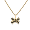 Dettaglio collana a catena dorata con ciondolo a fiocco nero e piccoli strass lucidi - Collana (1 pezzo) / Nero