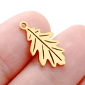 Gold stainless steel hollow leaf pendant charm held on fingers for DIY jewelry - DY742 Oak Leaf / Gold