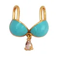 Creative bra-shaped pendant in gold plating with light blue enamel and a pear-cut zircon - Bikini Shape-Turquoise