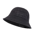 Cappello a secchiello in maglia nera all'uncinetto traspirante da donna per l'estate - M (56-58cm) / Nero
