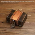 Vintage wooden jewelry box with a 3-digit combination lock and antique metal rivets - Imitation Copper Storage Box - Distressed Gray Finish + Combination Lock