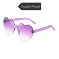 Frameless heart shaped sunglasses with purple gradient lenses and transparent temples - Dual-tone Purple